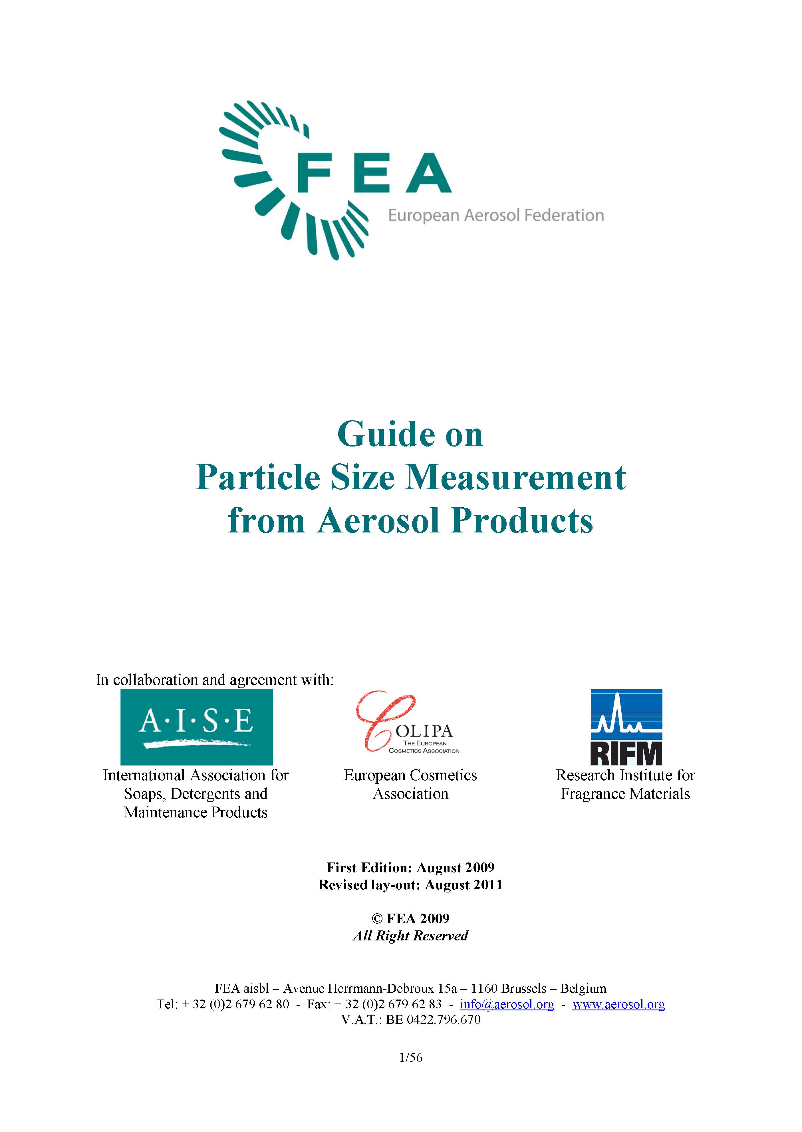 FEA Guide on Particle Size Measurement from Aerosol Products